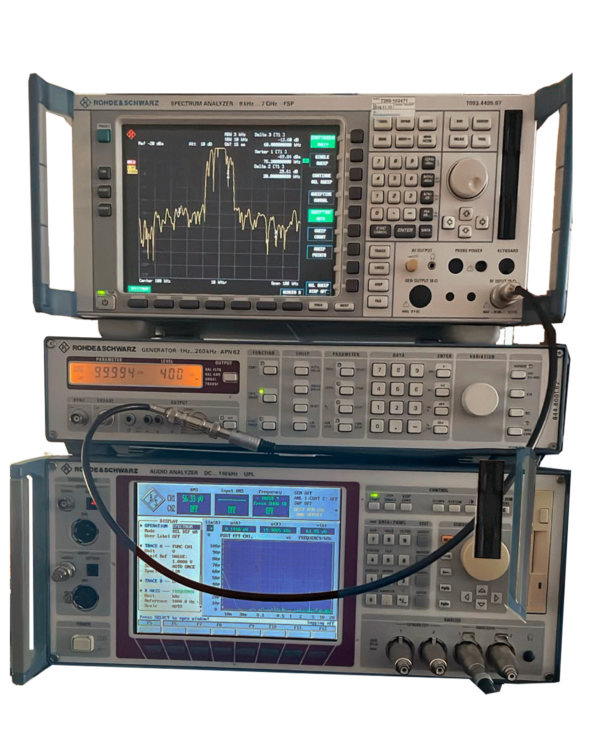 Measurement bench with HIFI Vintage Service laboratory instrumentation